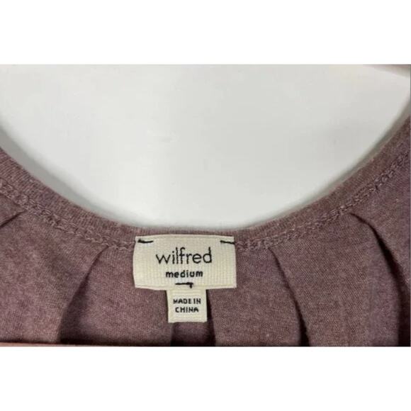 Aritzia Wilfred Mauve Pink Soft Long Sleeve Loose Fit Plunge Neckline Top Sz M - Picture 6 of 7
